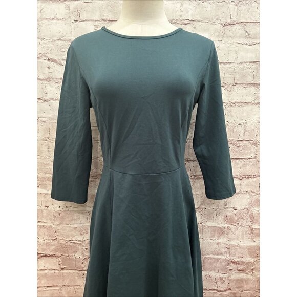 Sarin Mathews Womens Green Stretch Knit A-line Skater Dress 3/4 Sleeve - Size S - Picture 2 of 5